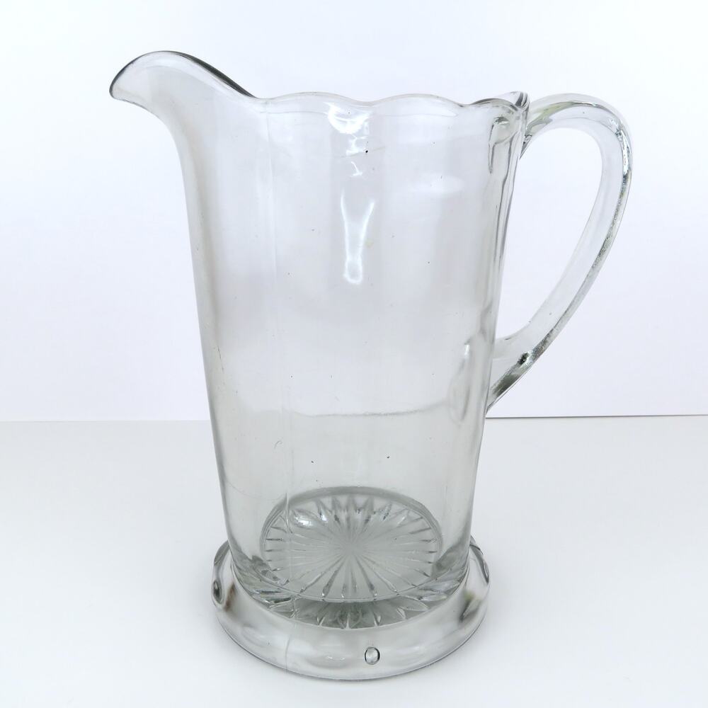 Vtg Indiana Glass Diamond Point Clear Pitcher 52oz Pressed Glass Small Chip